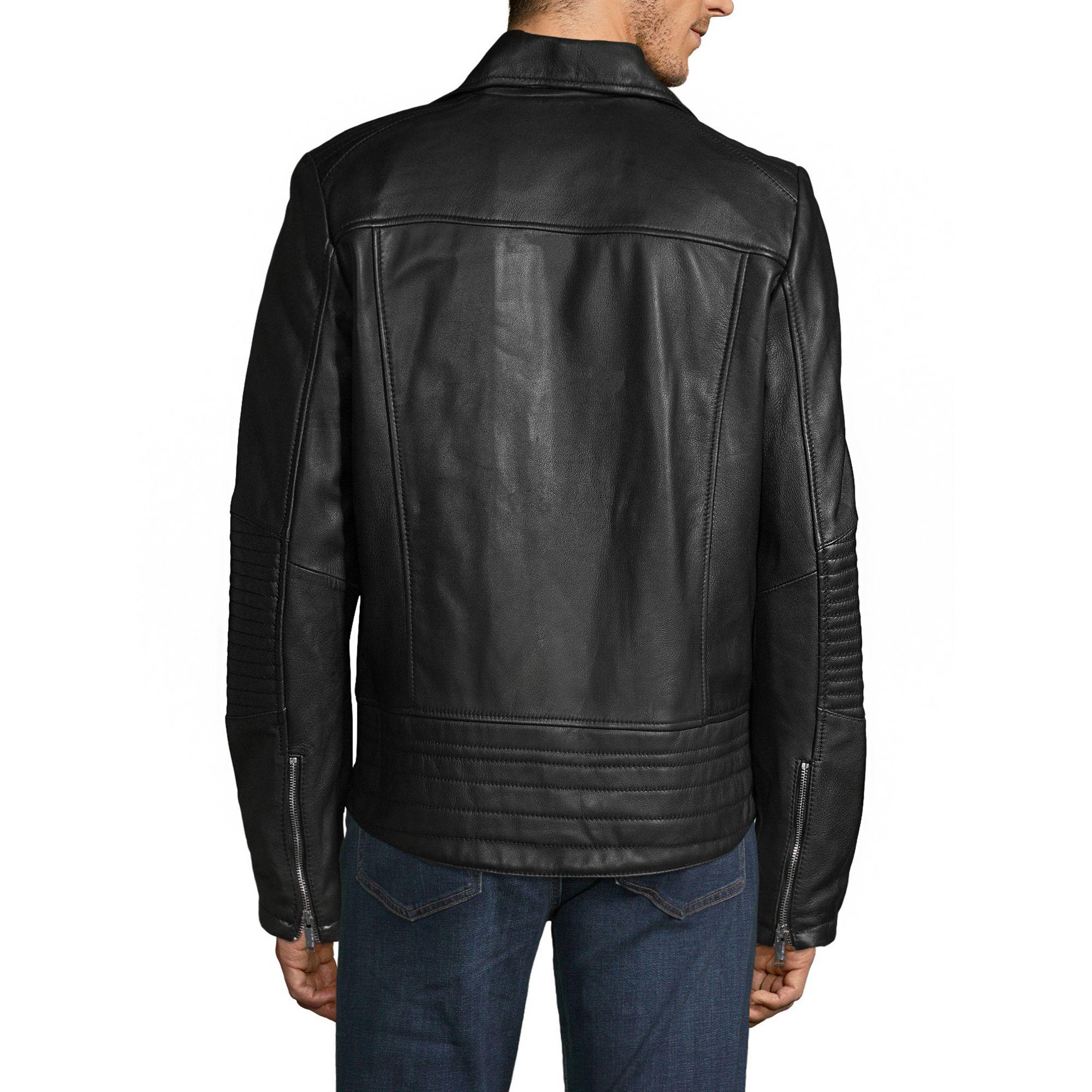 Download Karl Lagerfeld Full-zip Leather Moto Jacket in Black for ...