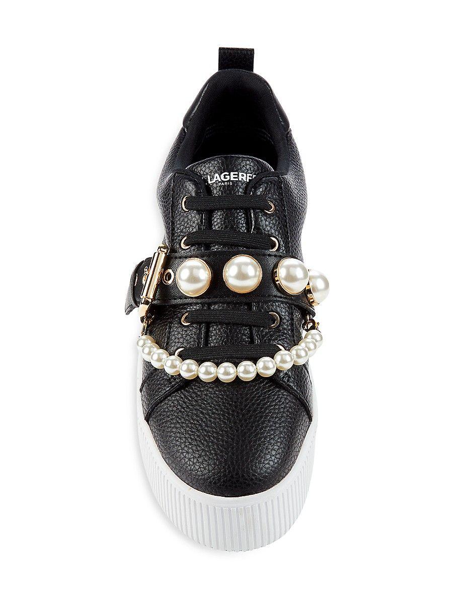 Karl Lagerfeld Tracy Shoes Open Toe Beige Patent Leather Pearl Heels size 7  | eBay