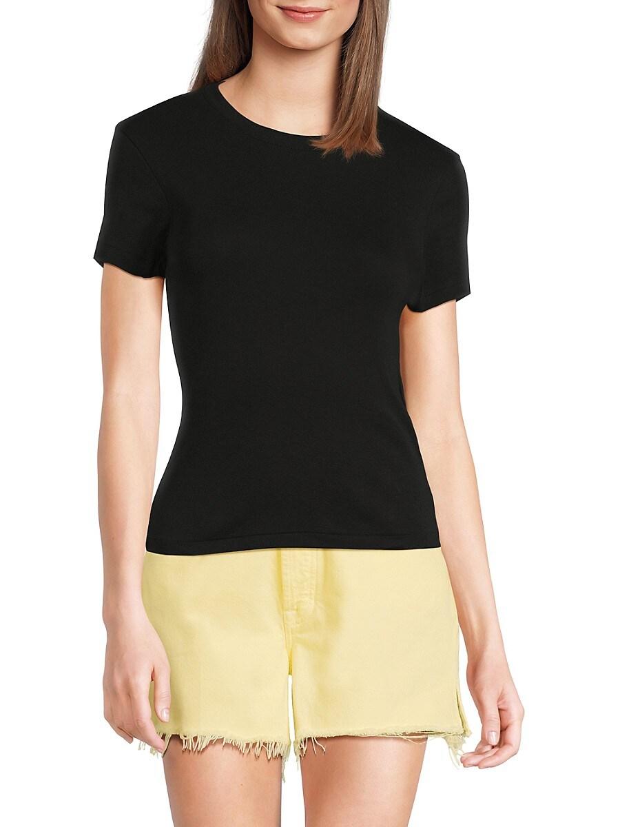 売れ筋商品|||7フォーオールマンカインド Tシャツ トップス レディース Women's Rhinestone Logo Cotton T-Shirt Cotton Black 7 For All Mankind T-shirts for Women | Online Sale up to 80