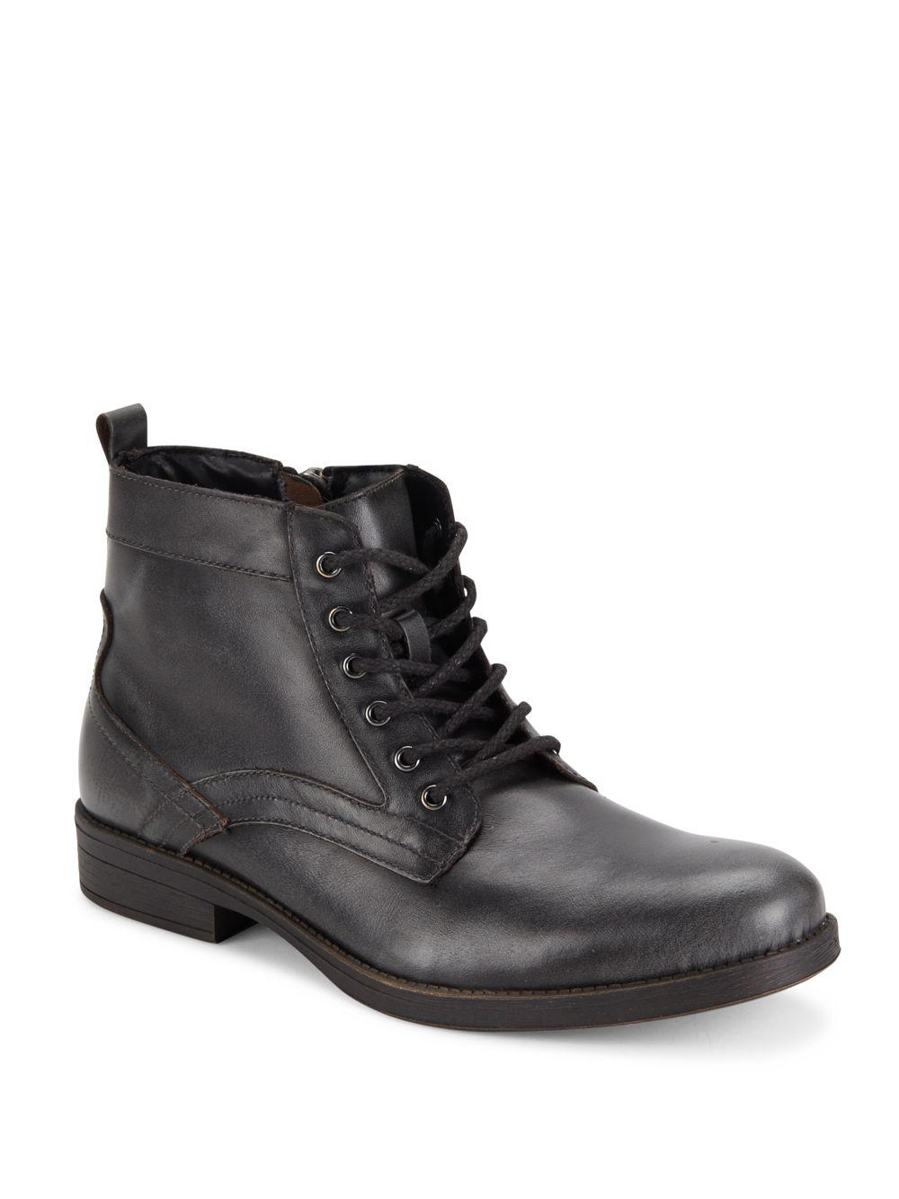Steve Madden Laceup Leather Boots in Black for Men Lyst