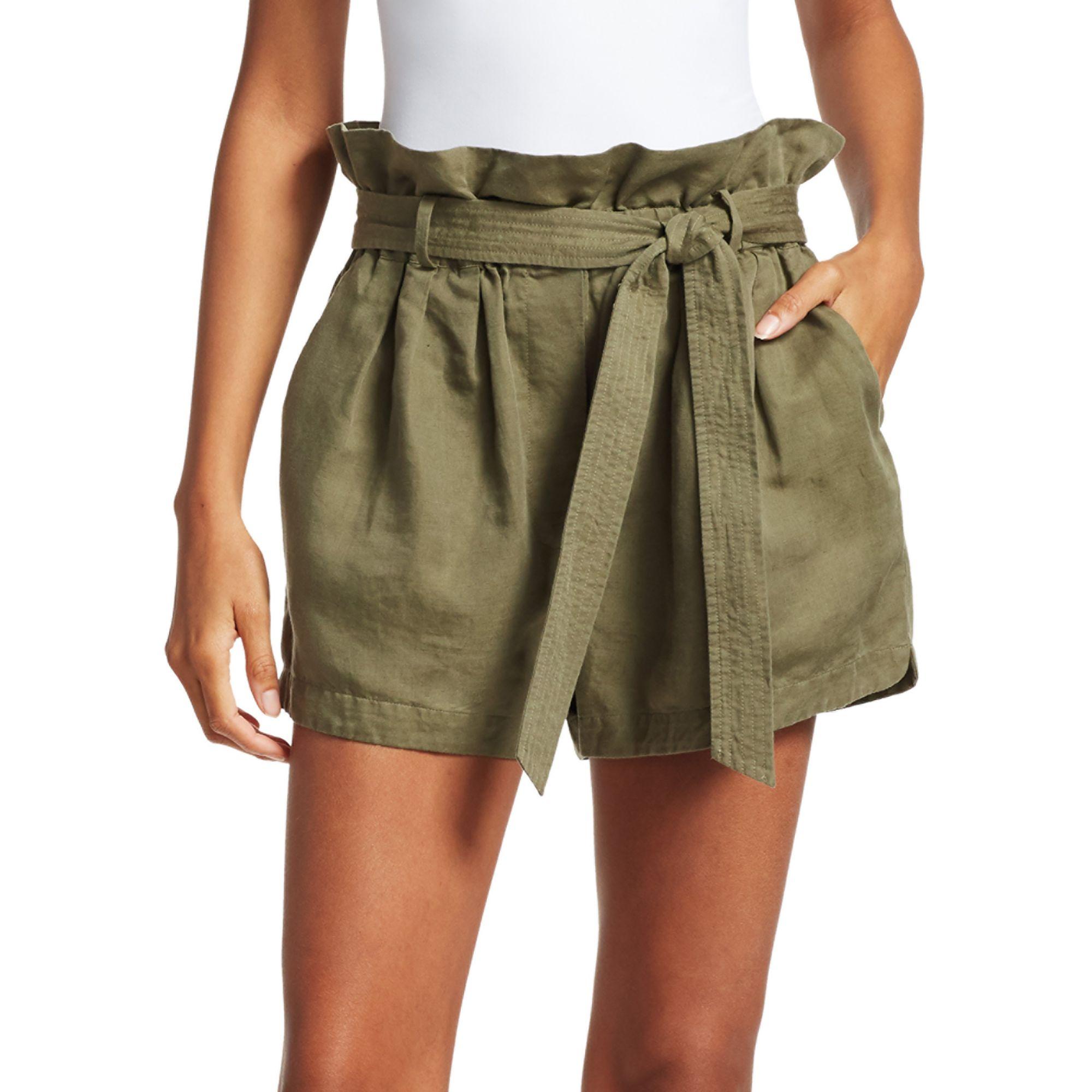 army green paperbag shorts