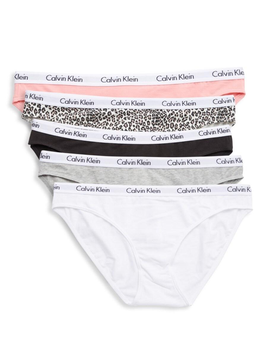 Calvin Klein 5-pack Leopard-print Bikini Panties in Pink