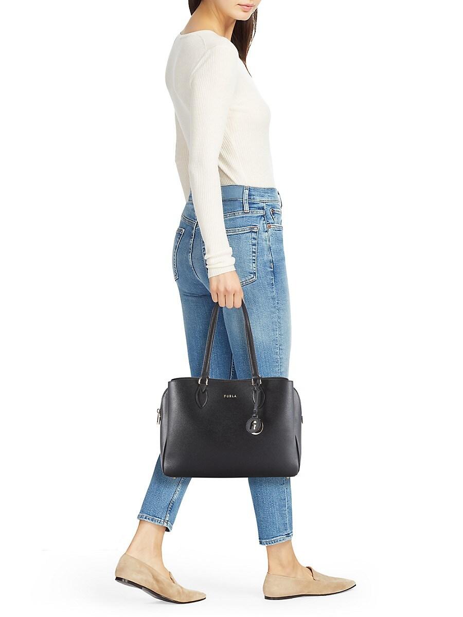 Furla Minerva Leather Tote in Black | Lyst Furla Minerva Leather Tote in Black | Lyst