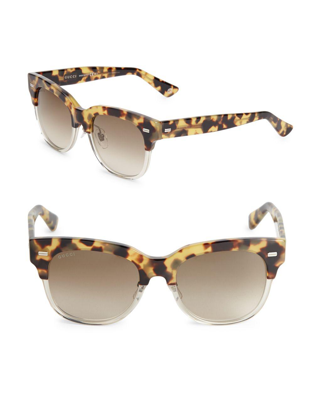 Gucci 52mm Wayfarer Leopard Sunglasses 