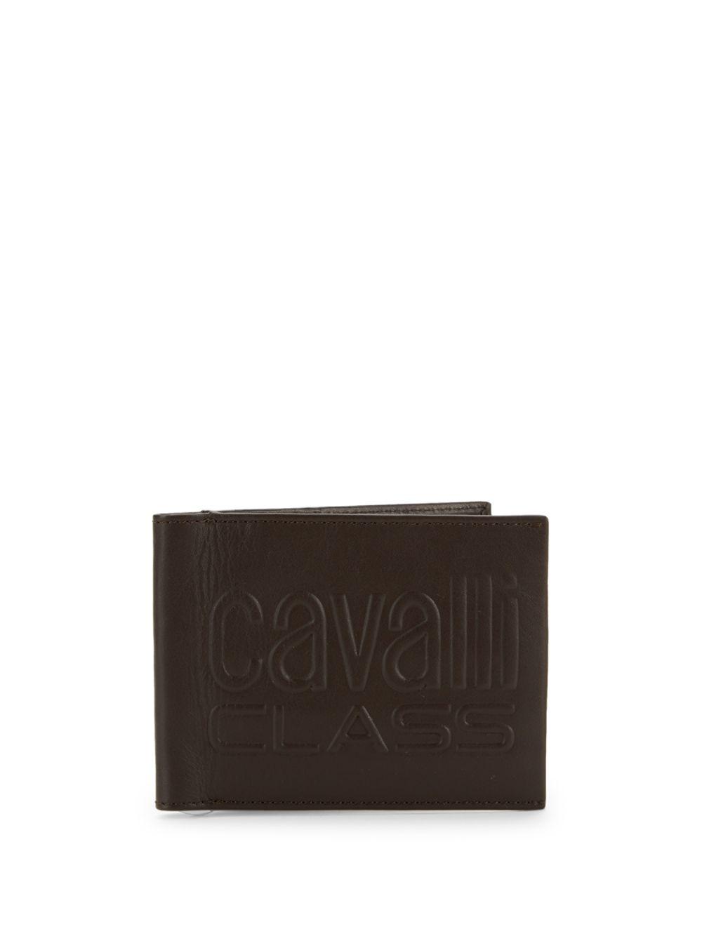Class Roberto Cavalli Leather Logo Bi-fold Wallet in Brown for Men - Lyst