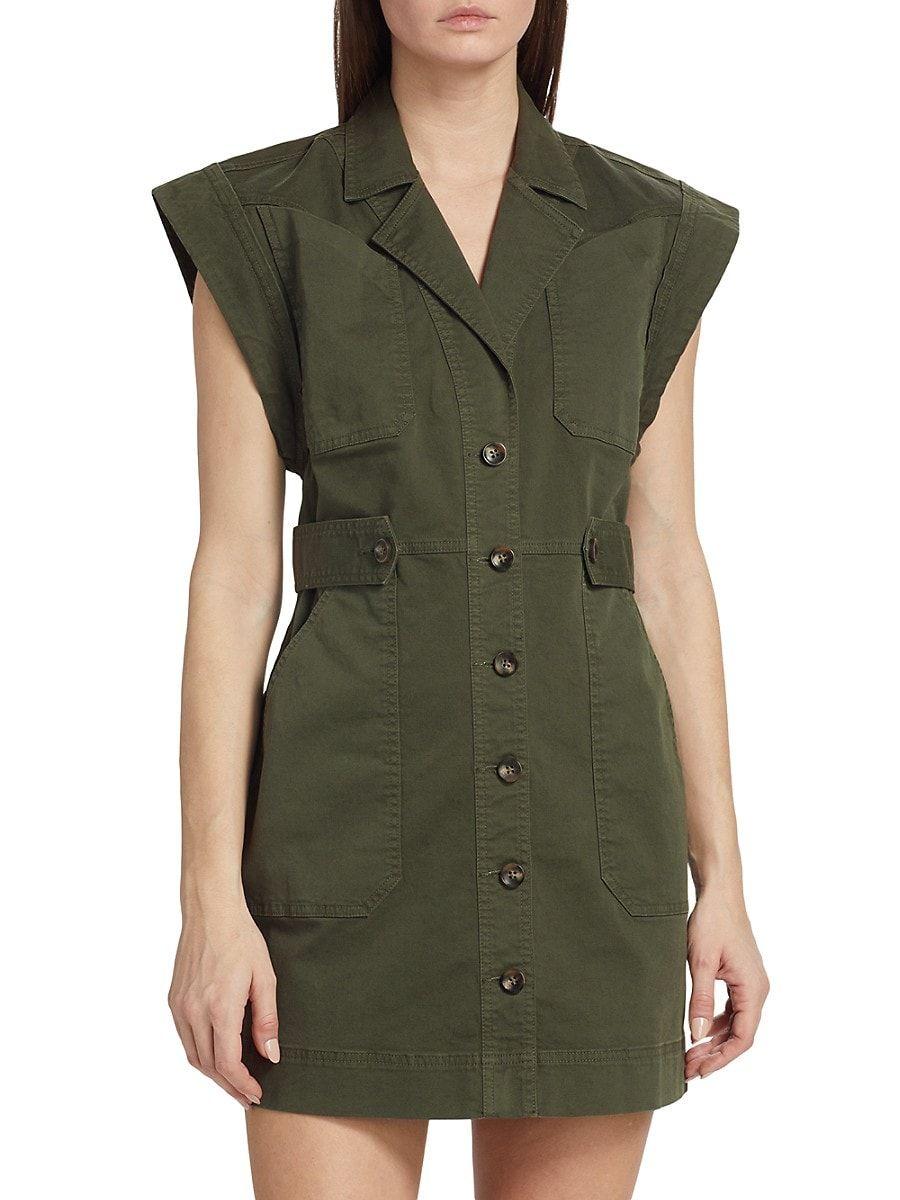 Veronica Beard Jax Buttoned Mini Dress in Green