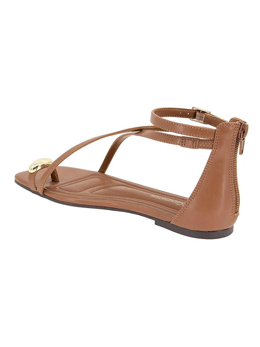 BCBGeneration Women's Letti Flat Sandal – Braided Upper With Toe Ring Detail