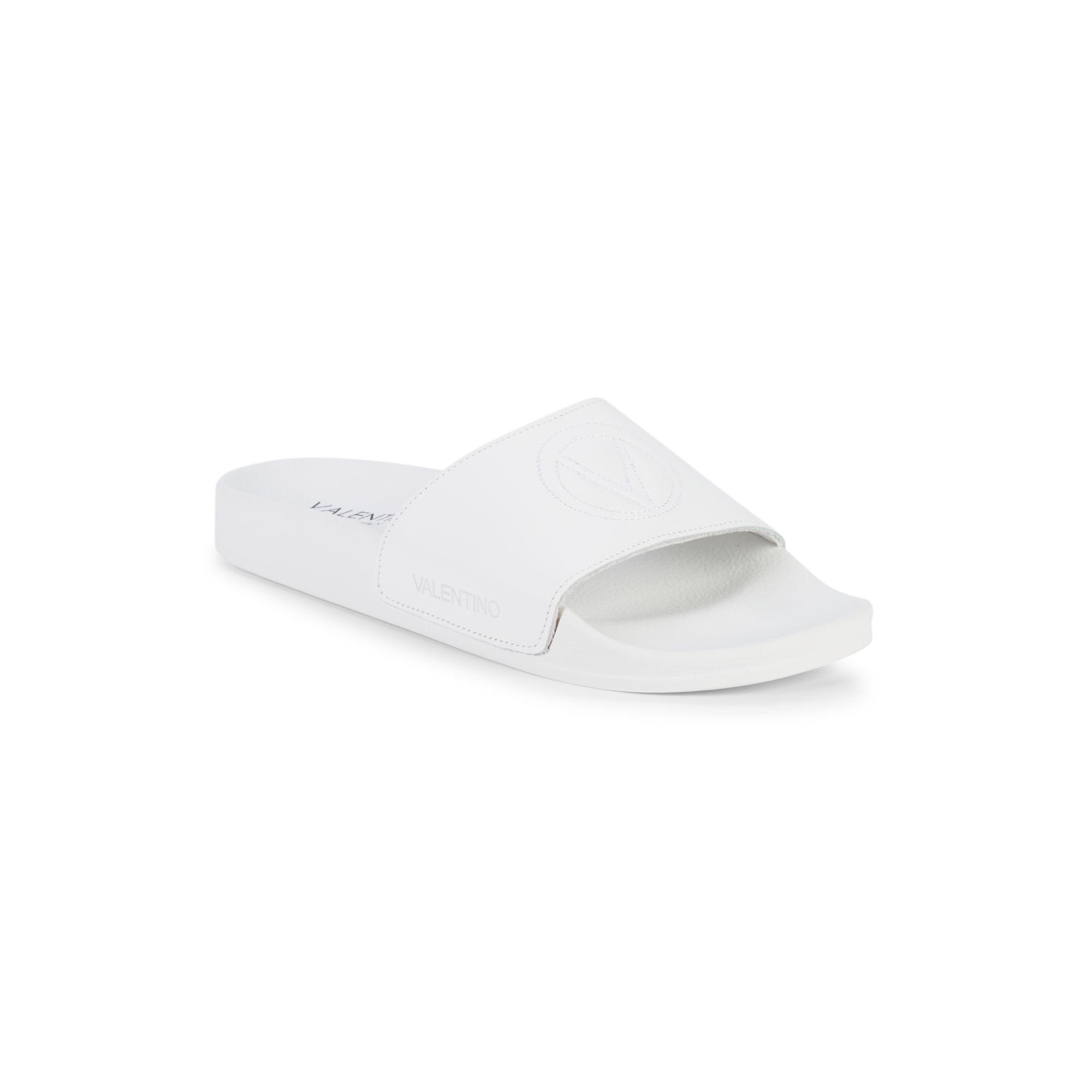 white valentino slides