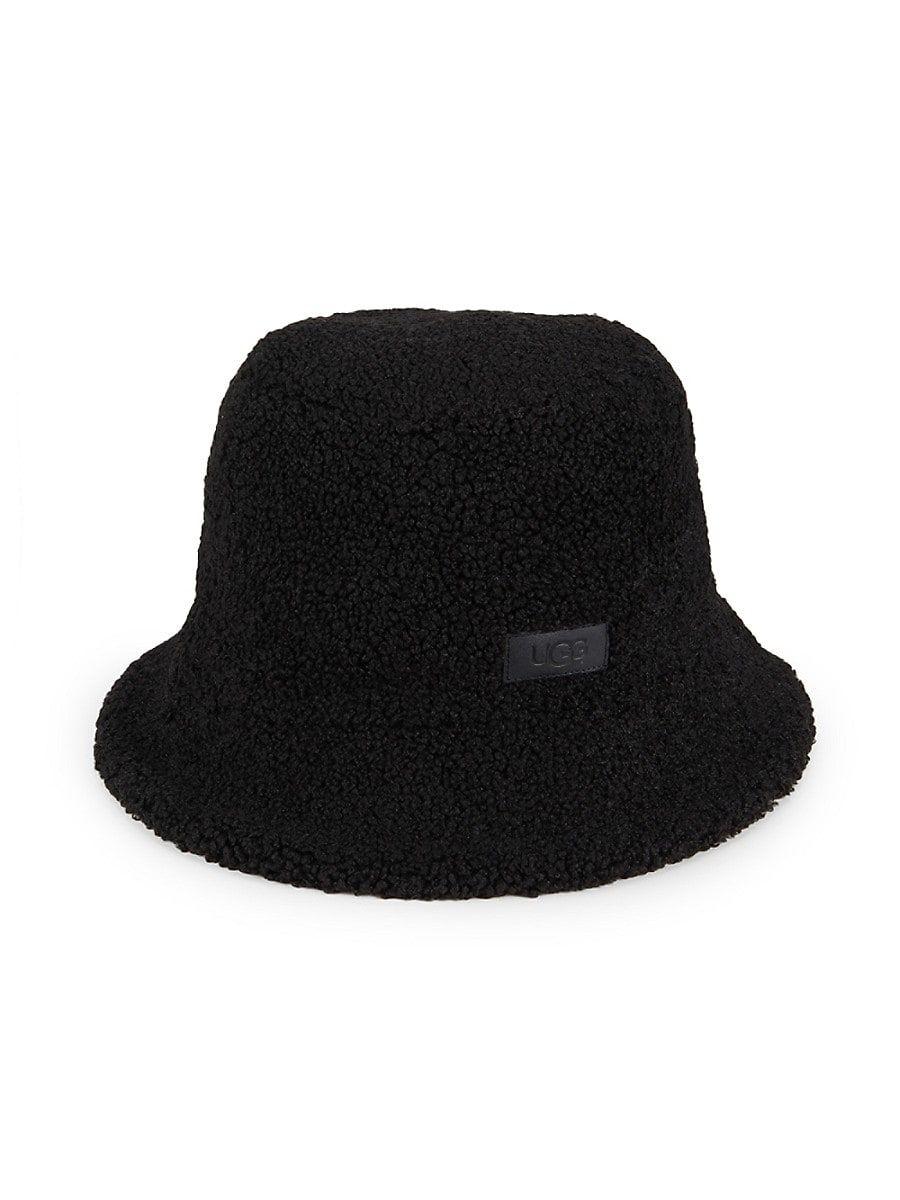 UGG Faux Fur Bucket Hat in Black | Lyst