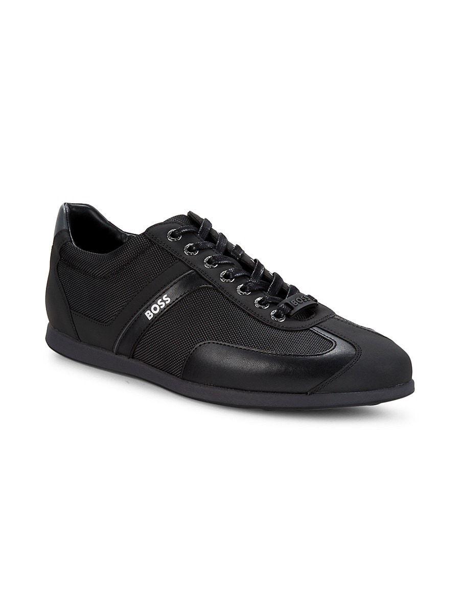 BOSS by HUGO BOSS Stream Mesh & Faux Leather Sneakers in Black for Men |  Lyst