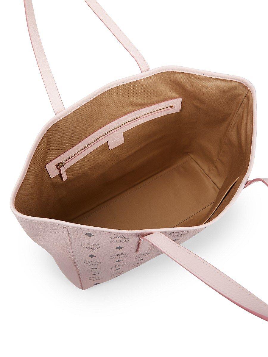 MCM Aren Vi Leather Tote in Pink