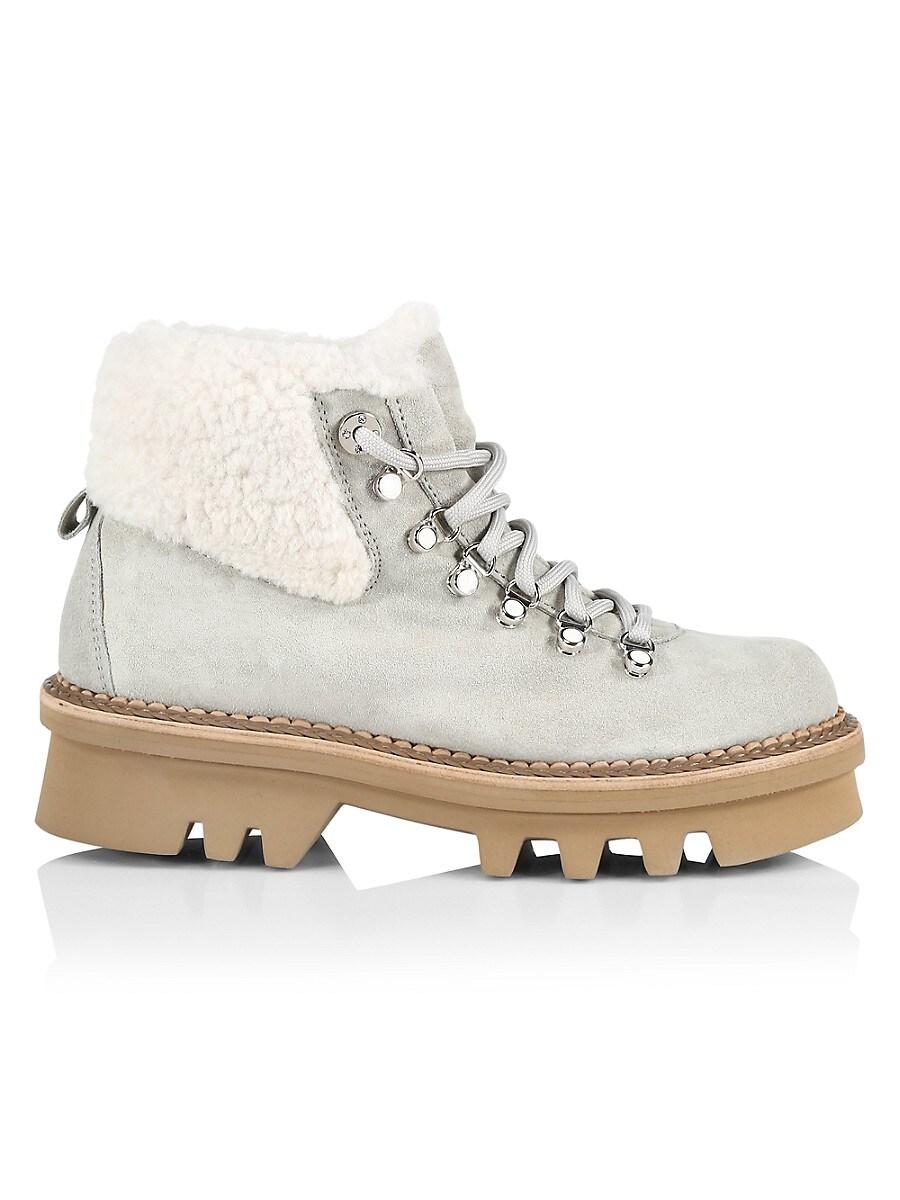 Montelliana 1965 Aurora Suede Shearling-trimmed Hiking Boots in White | Lyst