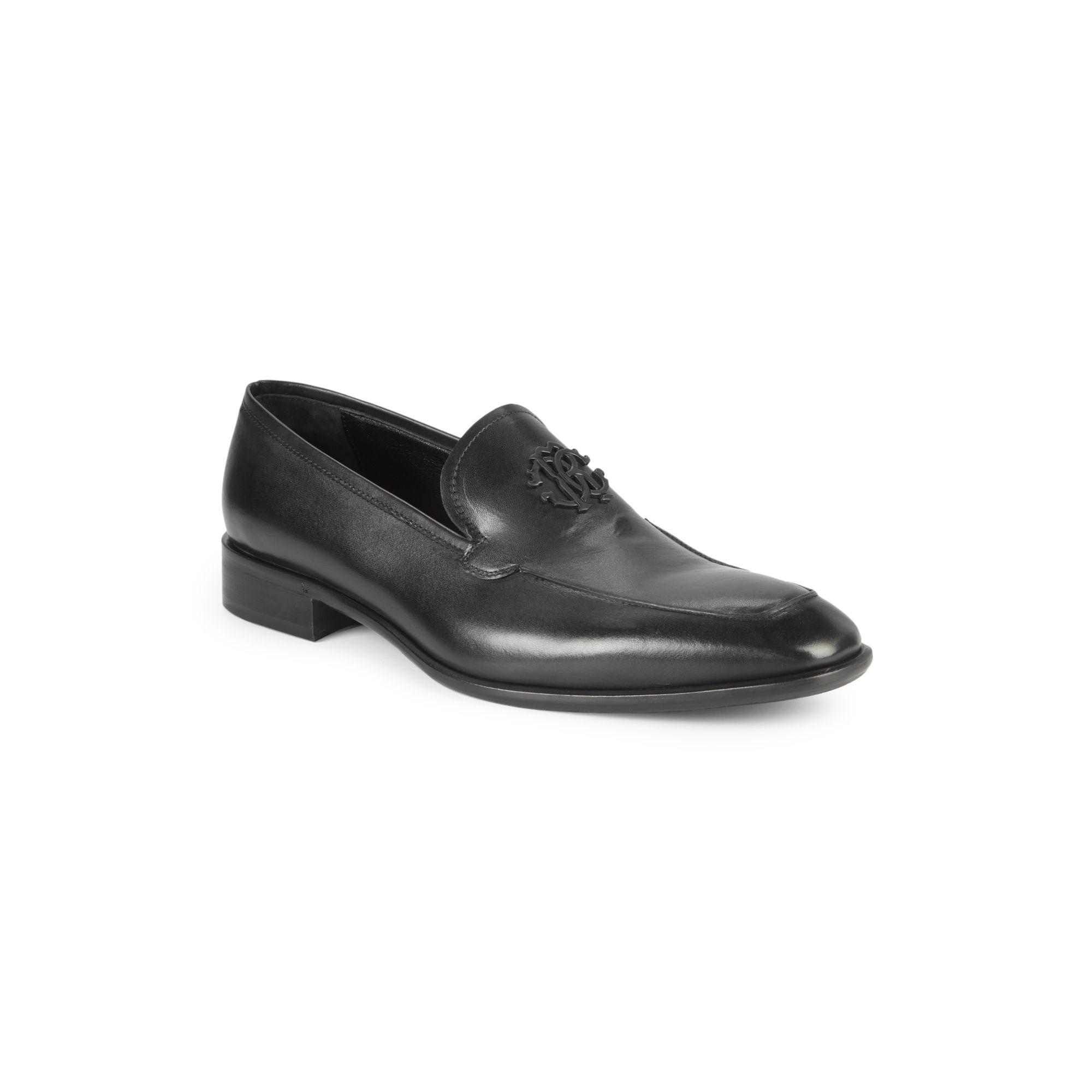 Roberto Cavalli Firenze Leather Loafers in Black for Men - Lyst