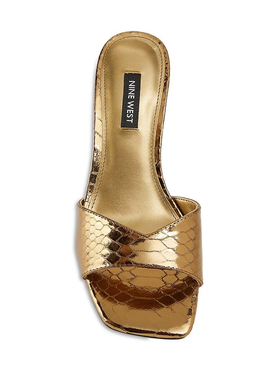 Nine West Rokke 65Mm Snakeskin-Print Faux Leather Sandals in