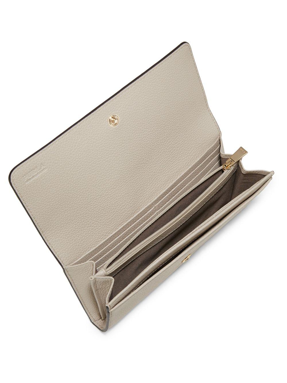 Furla Ritzy Foldover Pebbled Leather Long Wallet in Natural | Lyst