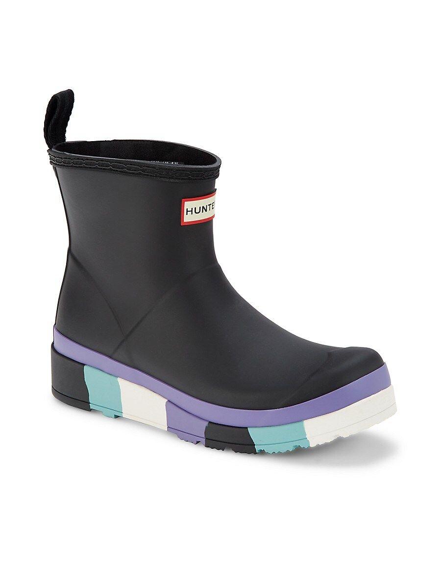 HUNTER Play Short Striped Sole Rain Boots in Black | Lyst