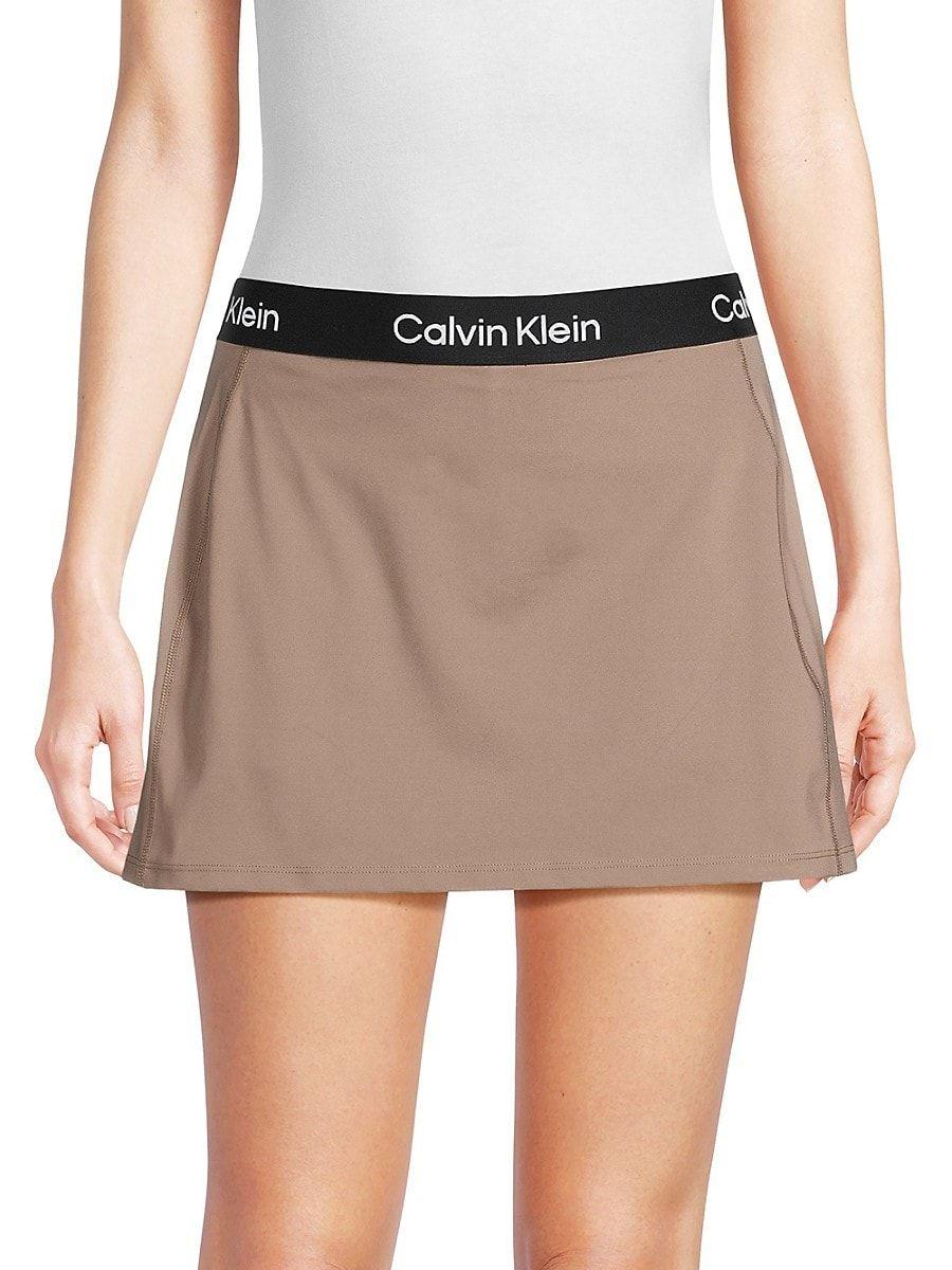 Calvin Klein Logo Waistband A Line Mini Skirt in Black | Lyst
