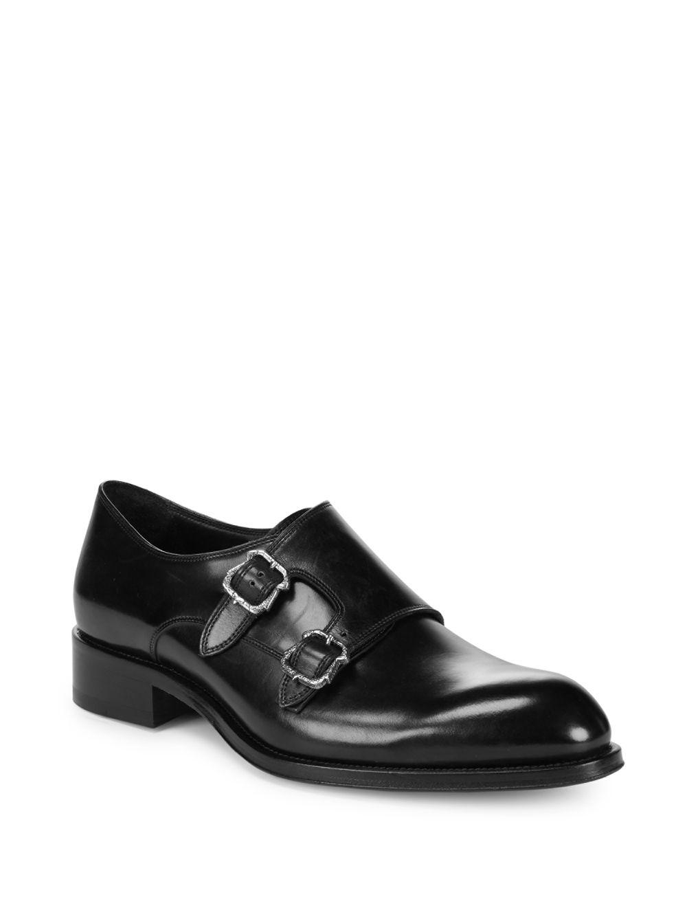 Brioni Double Monk Strap Leather Dress Shoes in Black for Men - Lyst
