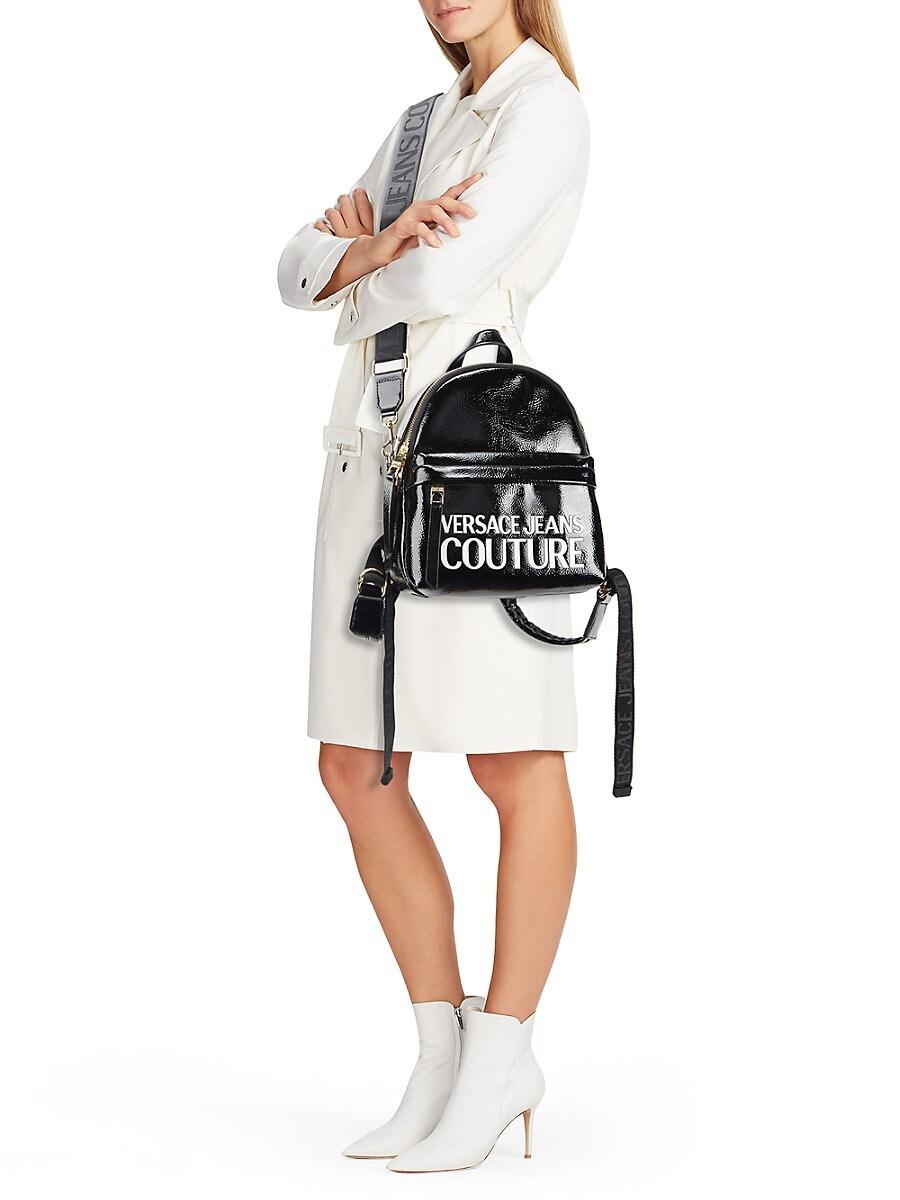 Faux Leather Convertible Logo Backpack 