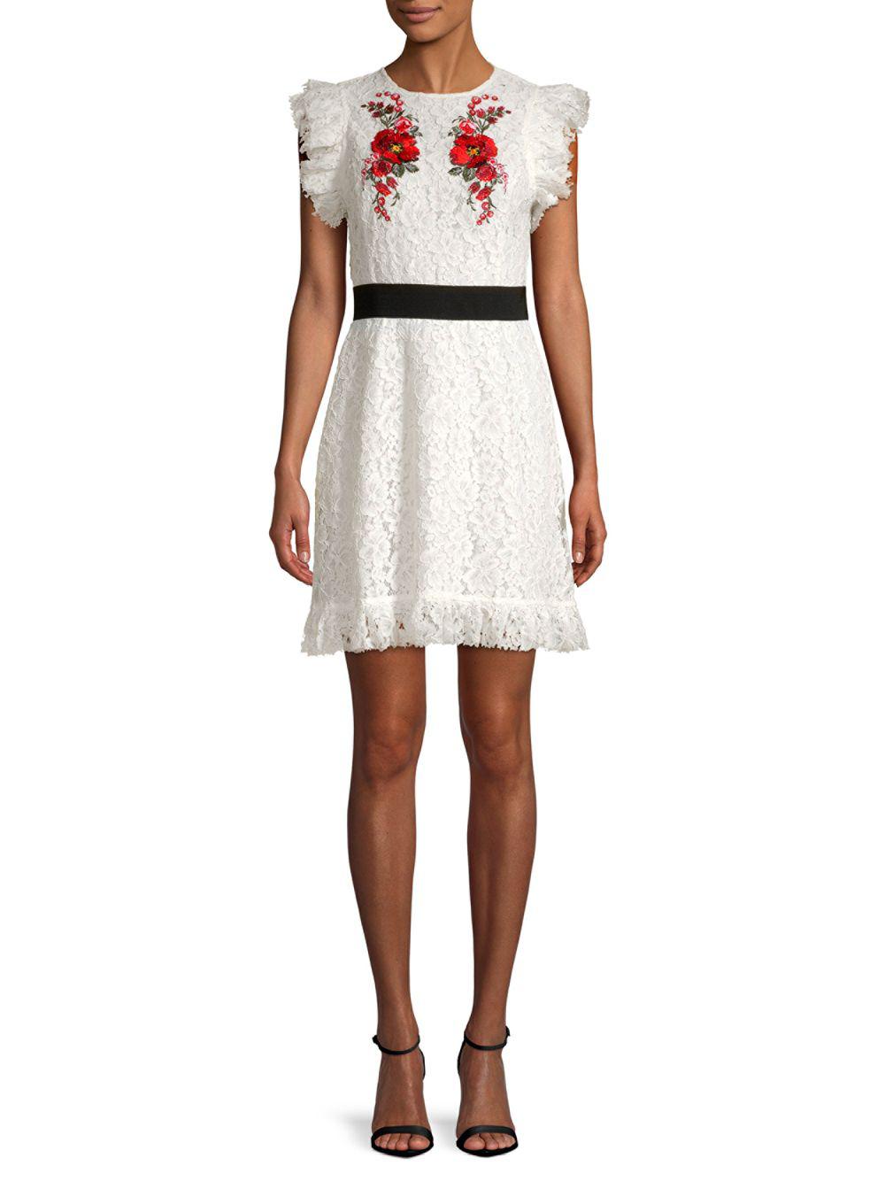 embroidered lace sheath dress