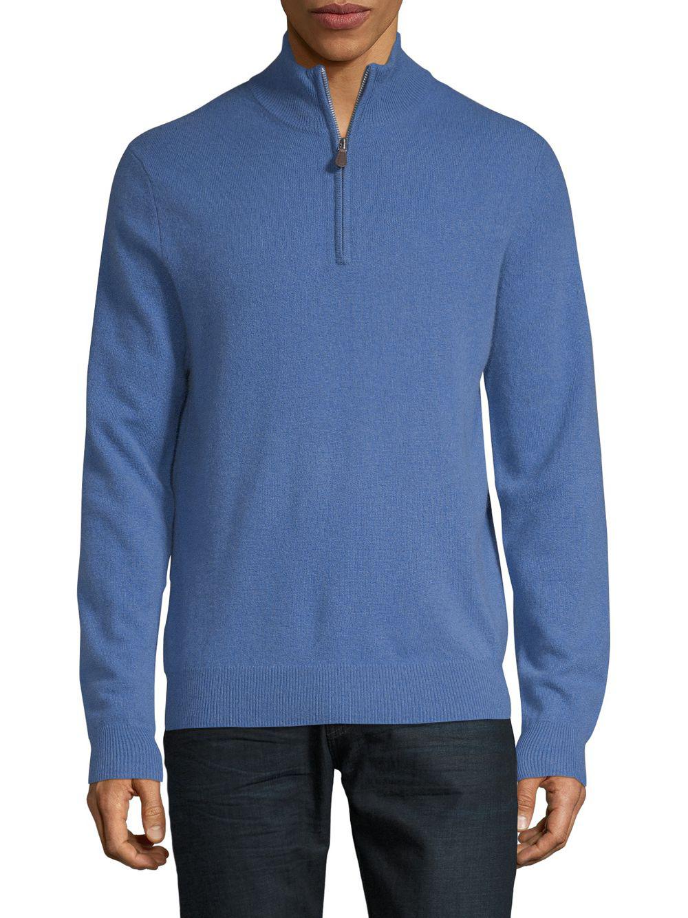 Saks Fifth Avenue Half-zip Cashmere Sweater in Dark Slate (Blue) for ...