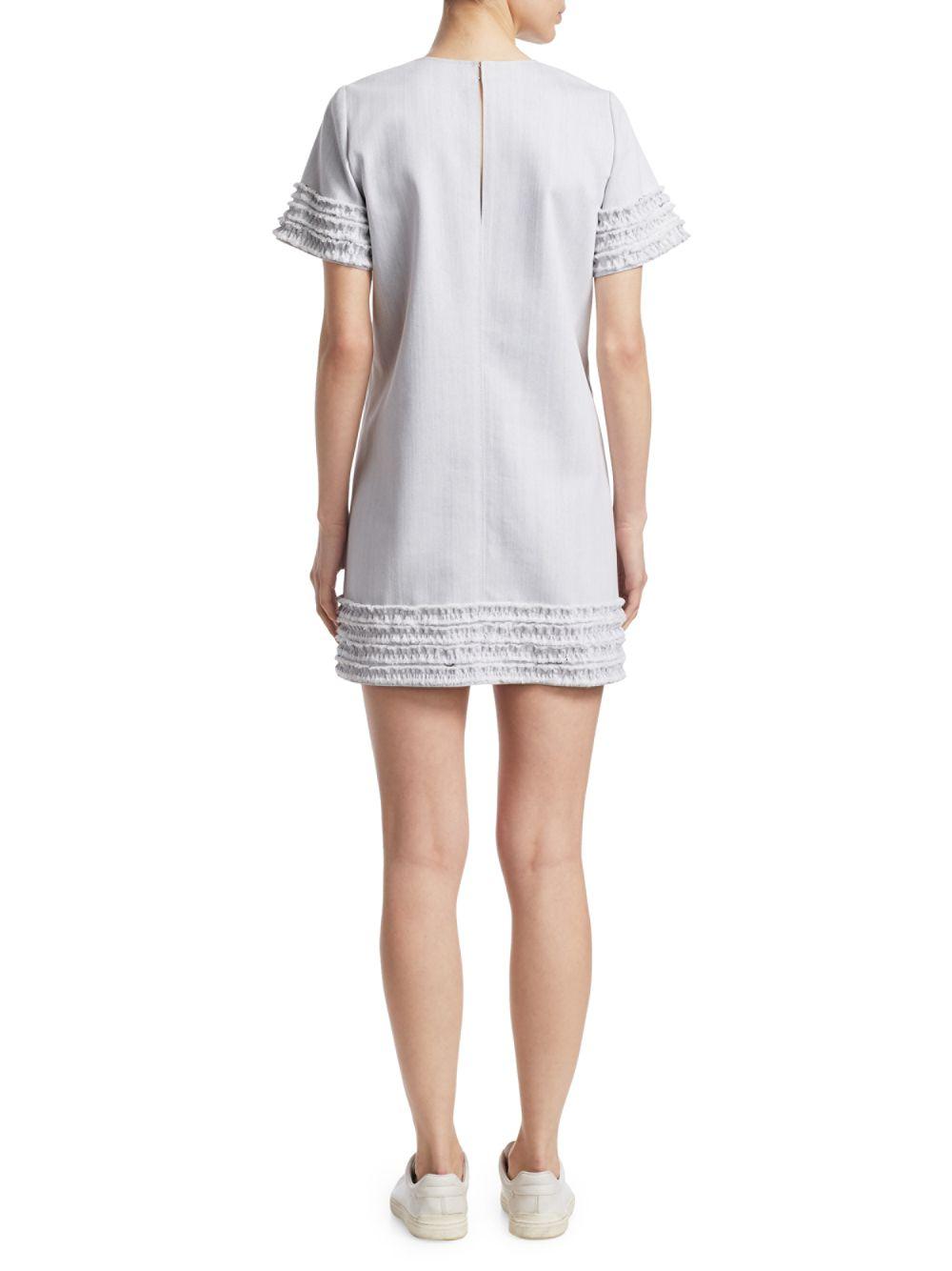 white denim shift dress