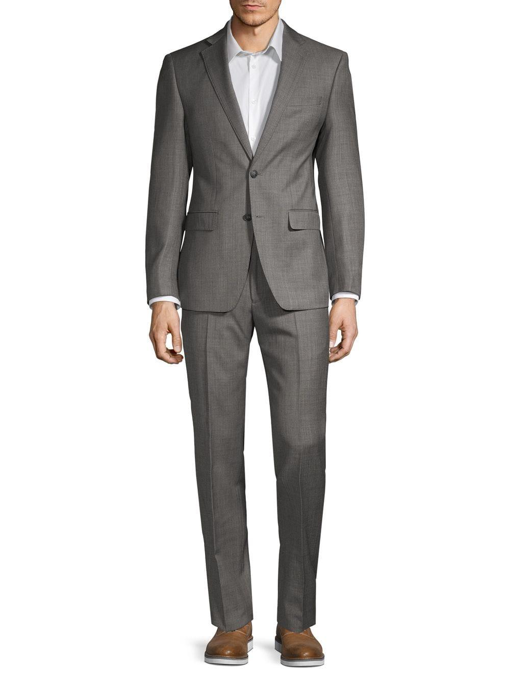 Lyst - Calvin Klein Two-piece Extra Slim Fit Textured Wool Suit in Gray ...