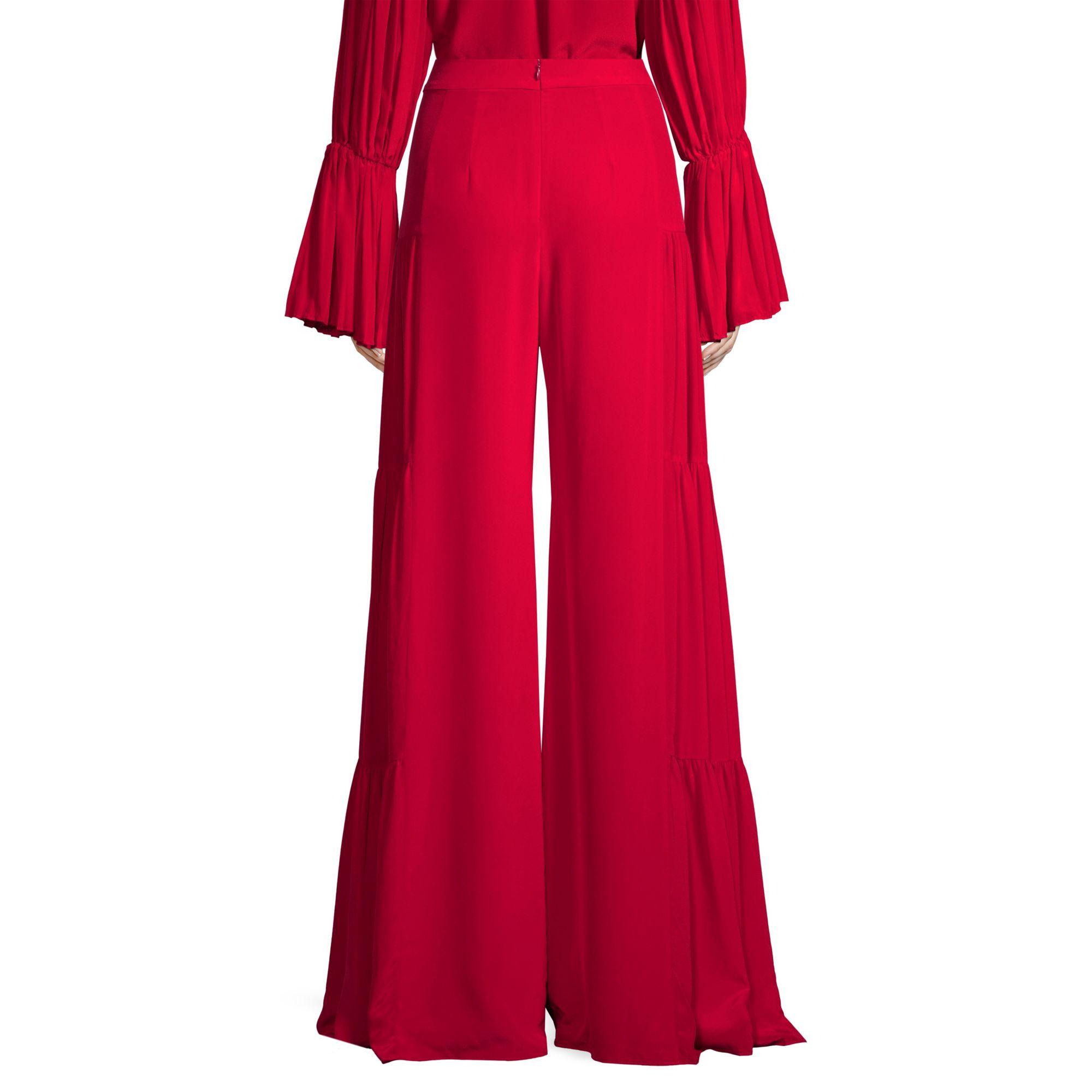Alexis Talley Silk Flare Pants in Cherry (Red) - Save 54% - Lyst