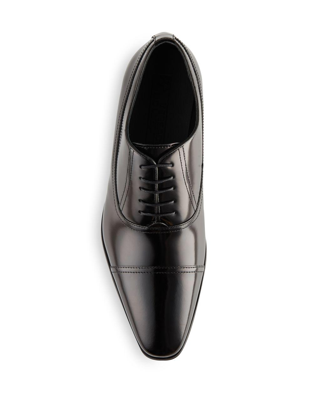 Versace Laceup Leather Dress Shoes in Black for Men Lyst