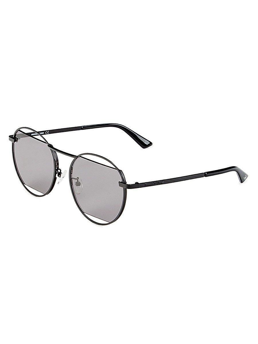 Mcq 60mm Round Cut Out Sunglasses in Gray | Lyst