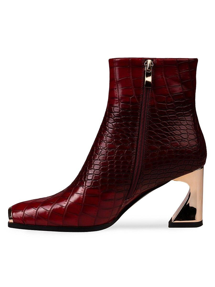 Croc heeled deals ankle boots