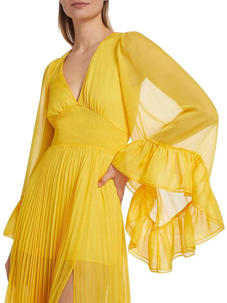 ❣️25新作 ♡ Alice+Olivia 黄色長袖ブラウス 新品♡　668 Alice + Olivia Adley Midi Dress | Yellow | FARFETCH
