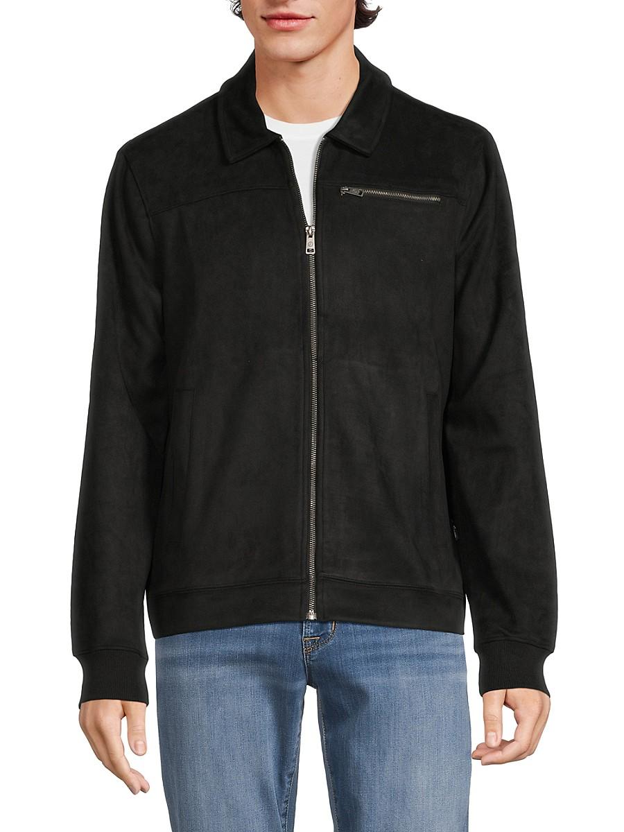 Faux suede moto 2025 jacket black