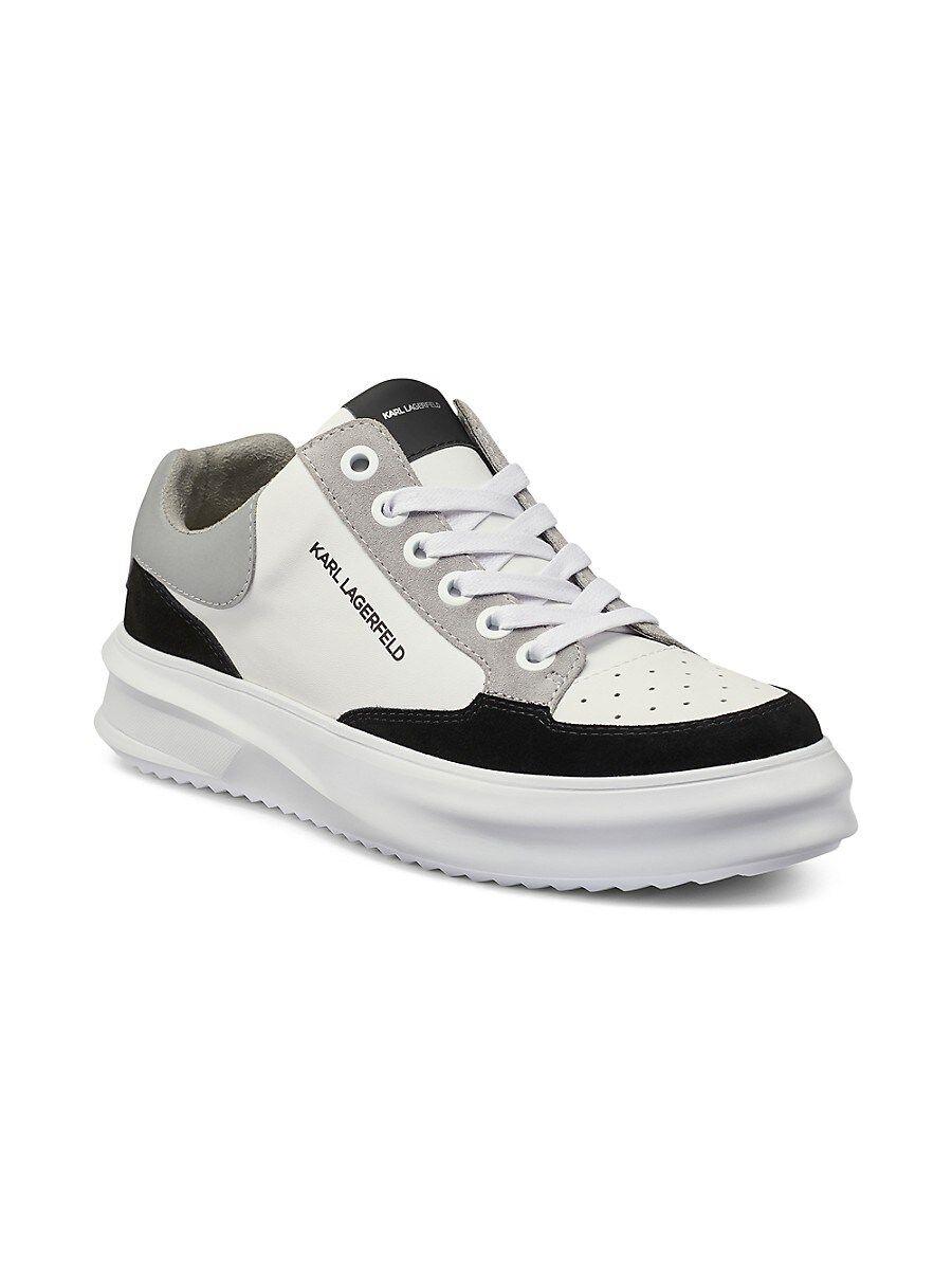 Karl Lagerfeld Colorblock Leather & Suede Sneakers in White for Men | Lyst