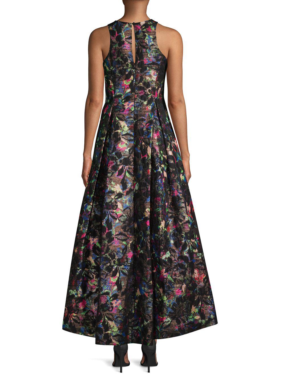 Aidan By Aidan Mattox Synthetic High-low Jacquard Dress in Black - Lyst