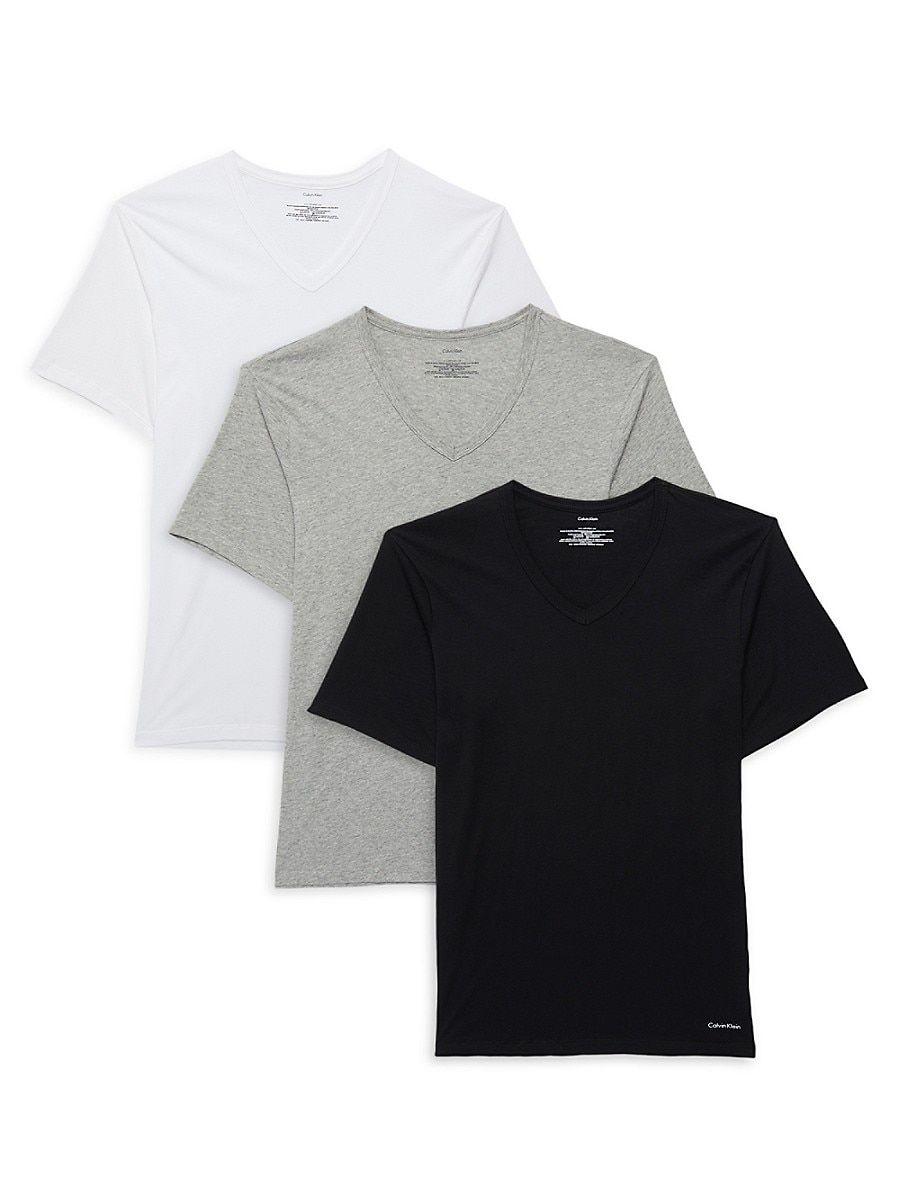 Calvin Klein Cotton Classics 3-pack Slim Fit V Neck Undershirts in Gray ...