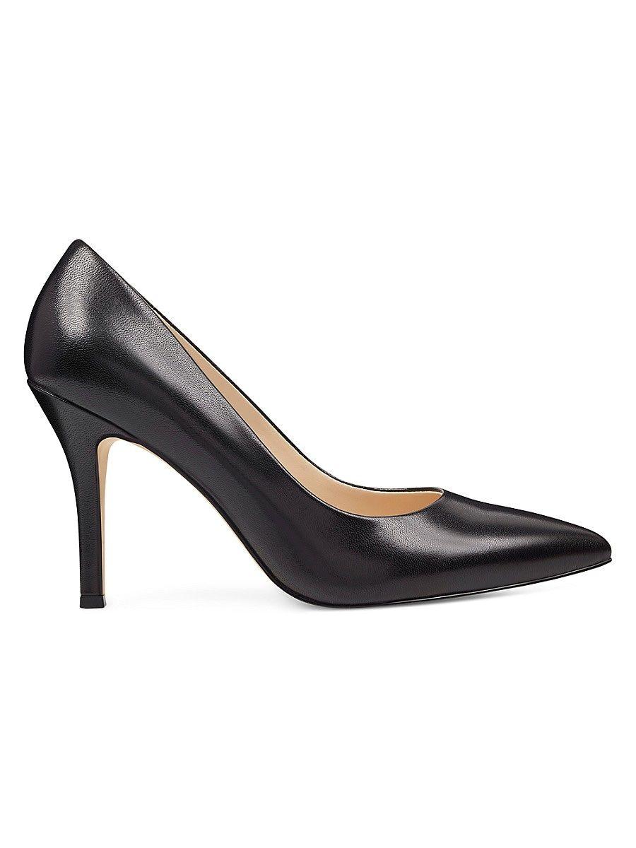 Nine West Flax Leather Pointed Toe Pumps in Black | Lyst