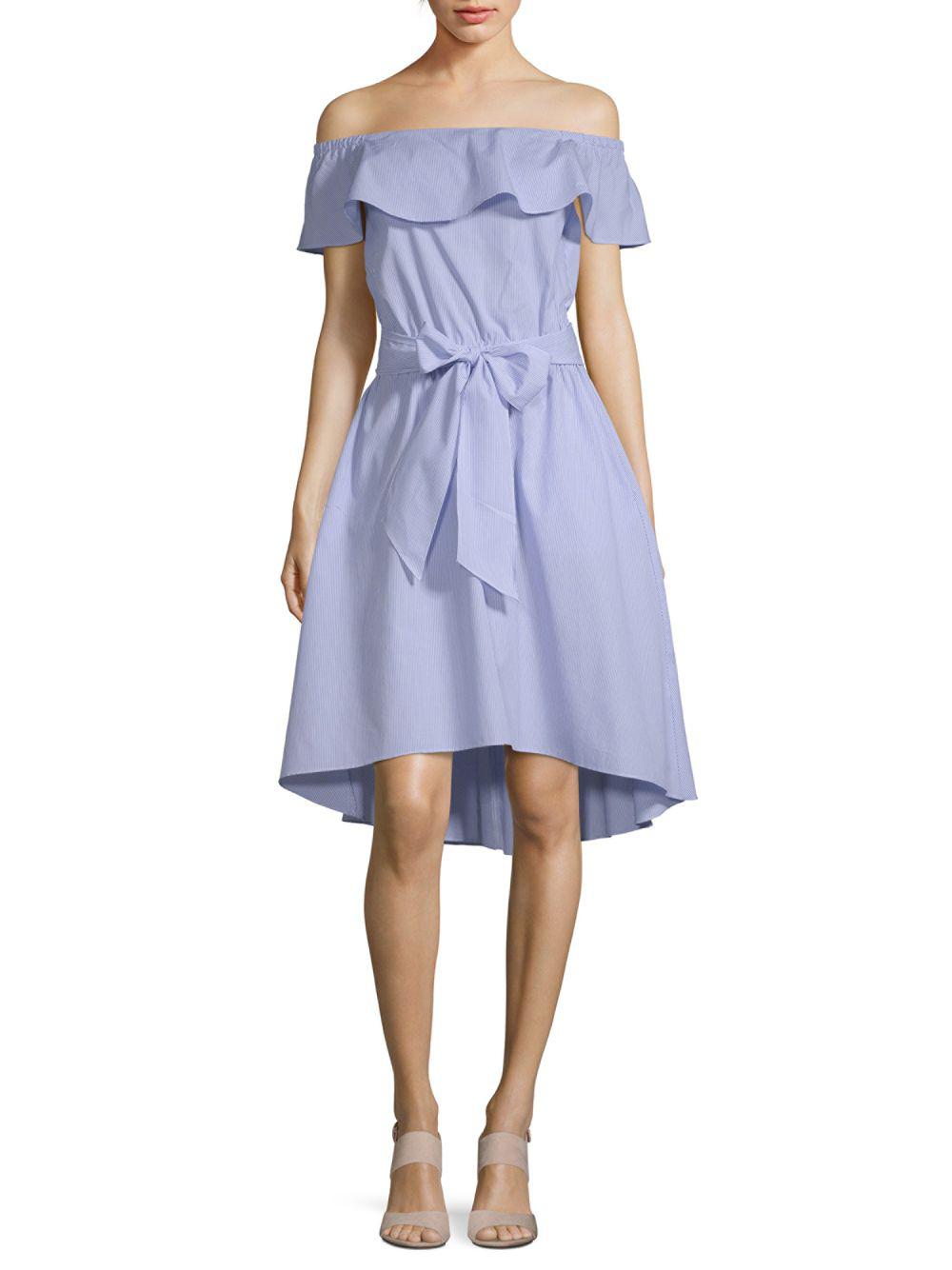 Saks Fifth Avenue Cotton Ruffle Offtheshoulder Dress in Blue Lyst