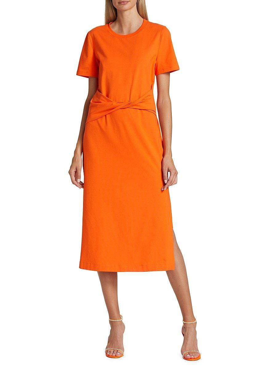 Tanya Taylor Haley Twist T-shirt Dress in Orange | Lyst