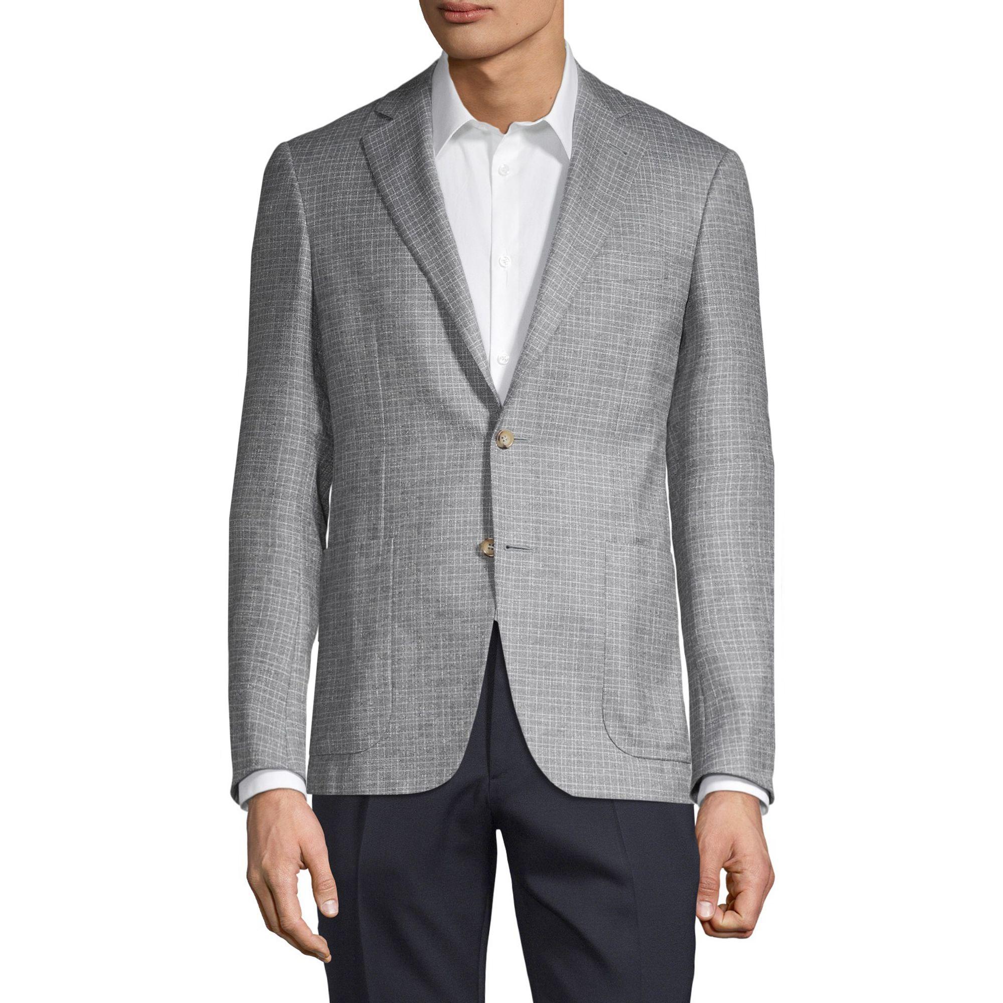 Canali Checker Silk & Cashmere Blazer in Grey (Gray) for Men - Lyst