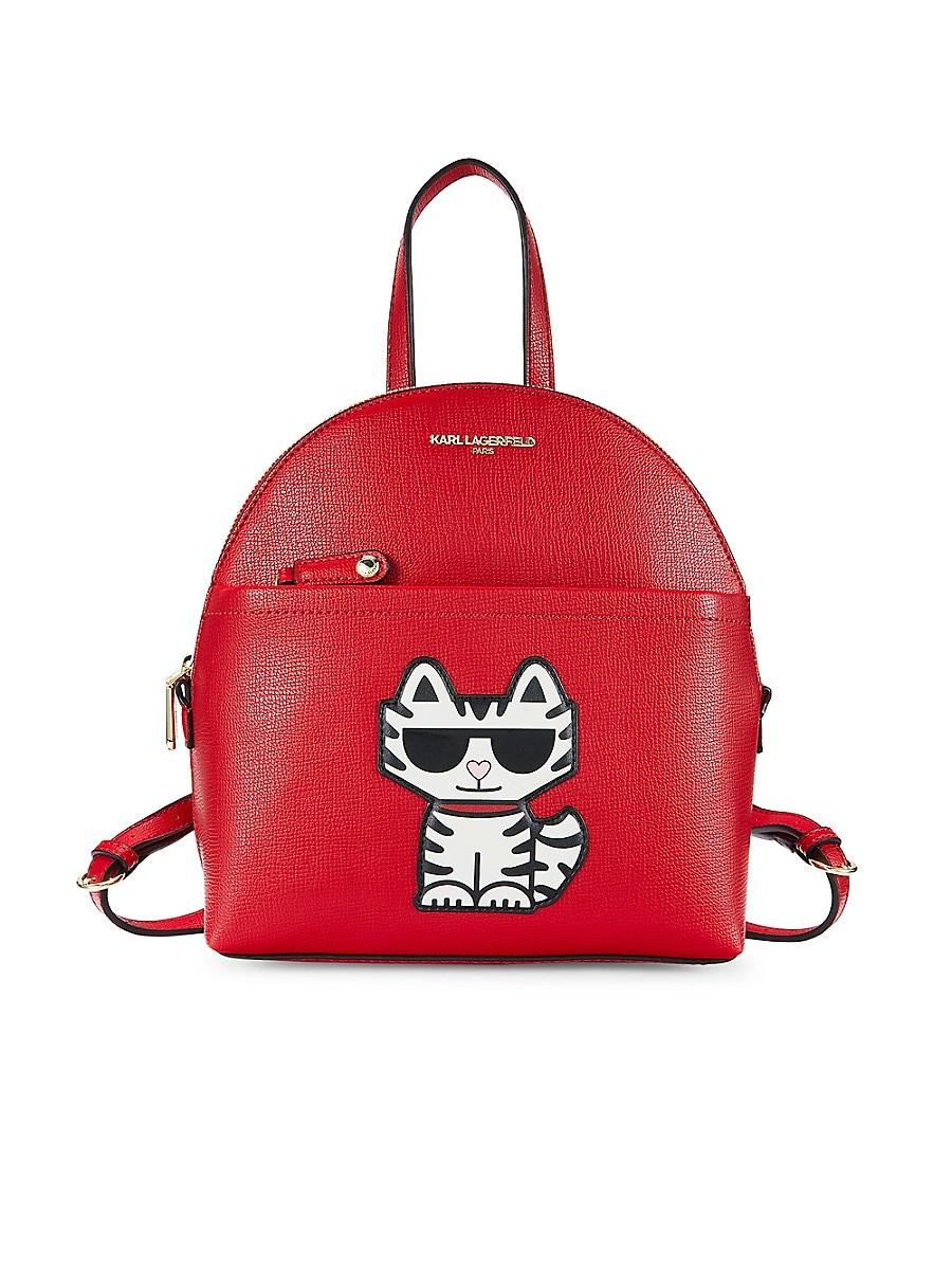 Karl Lagerfeld Maybelle Logo Appliqué Backpack in Red