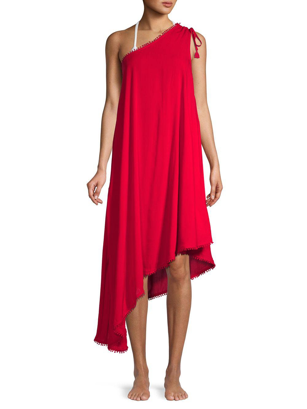 Red Carter One-shoulder Maxi Cover-up 