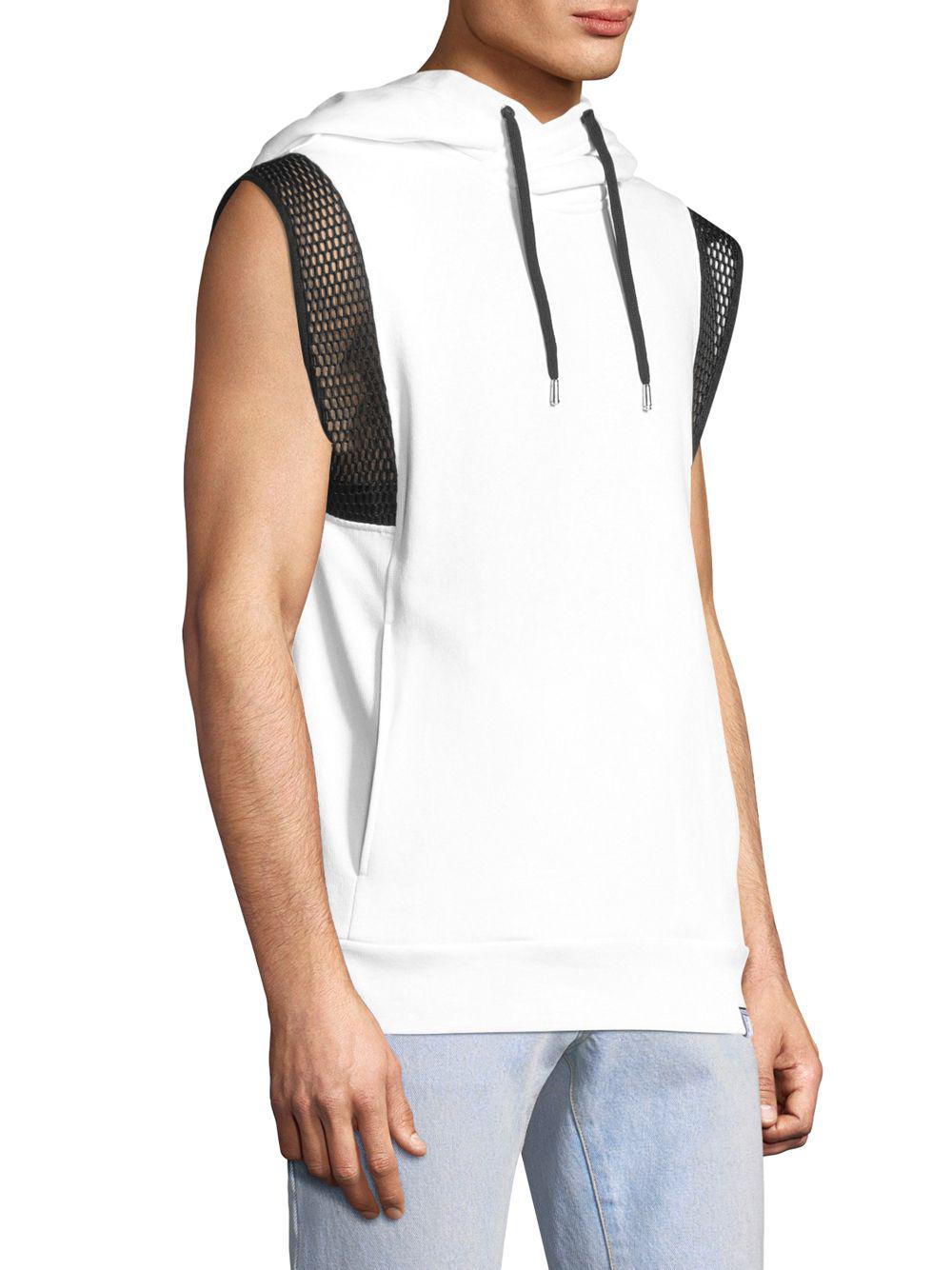 mesh sleeveless hoodie