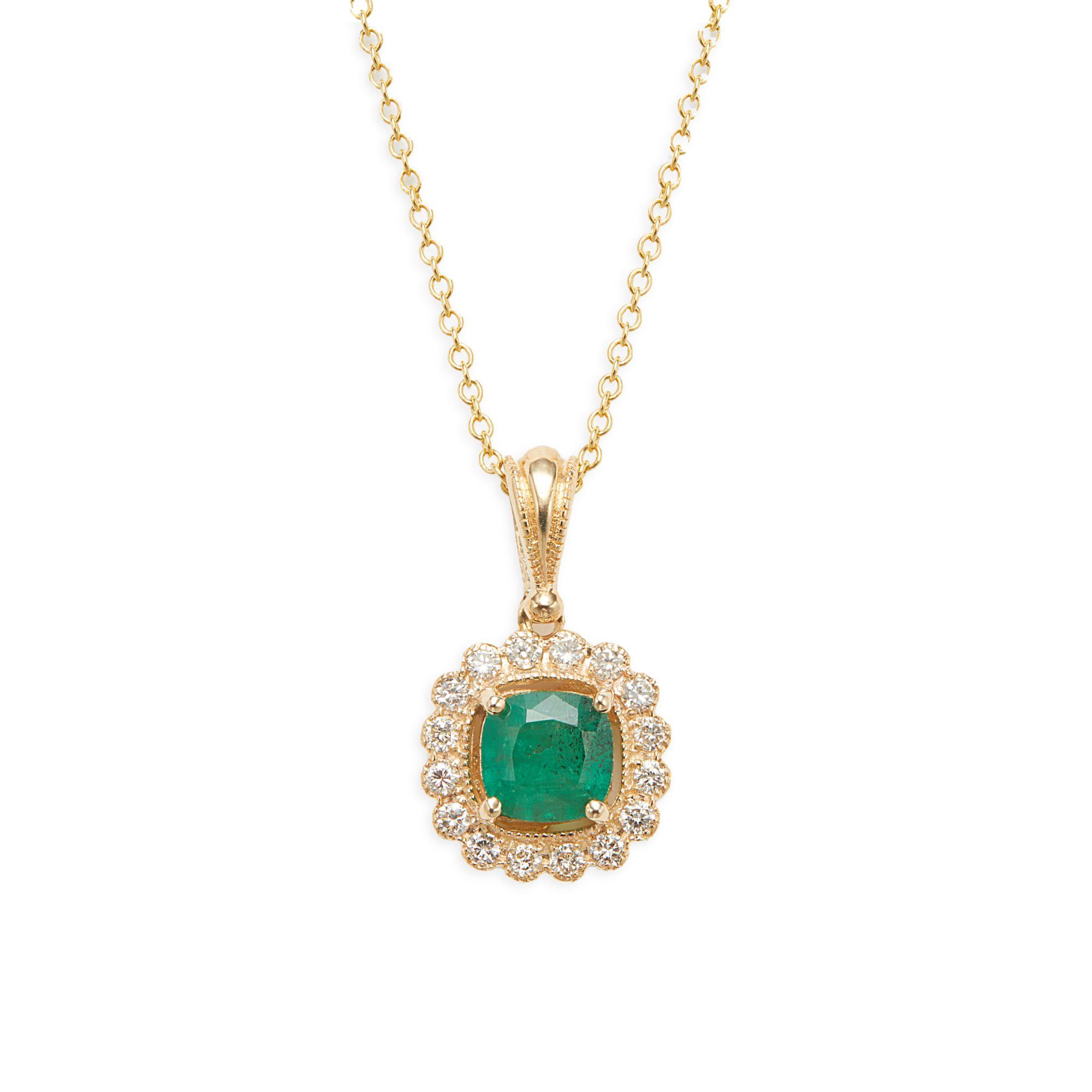 Effy 14k Yellow Gold, Emerald & Diamond Pendant Necklace in Metallic Lyst
