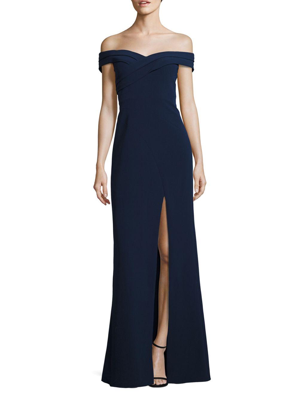 Aidan Mattox Synthetic Slit Off-the-shoulder Gown in Twilight (Blue) - Lyst