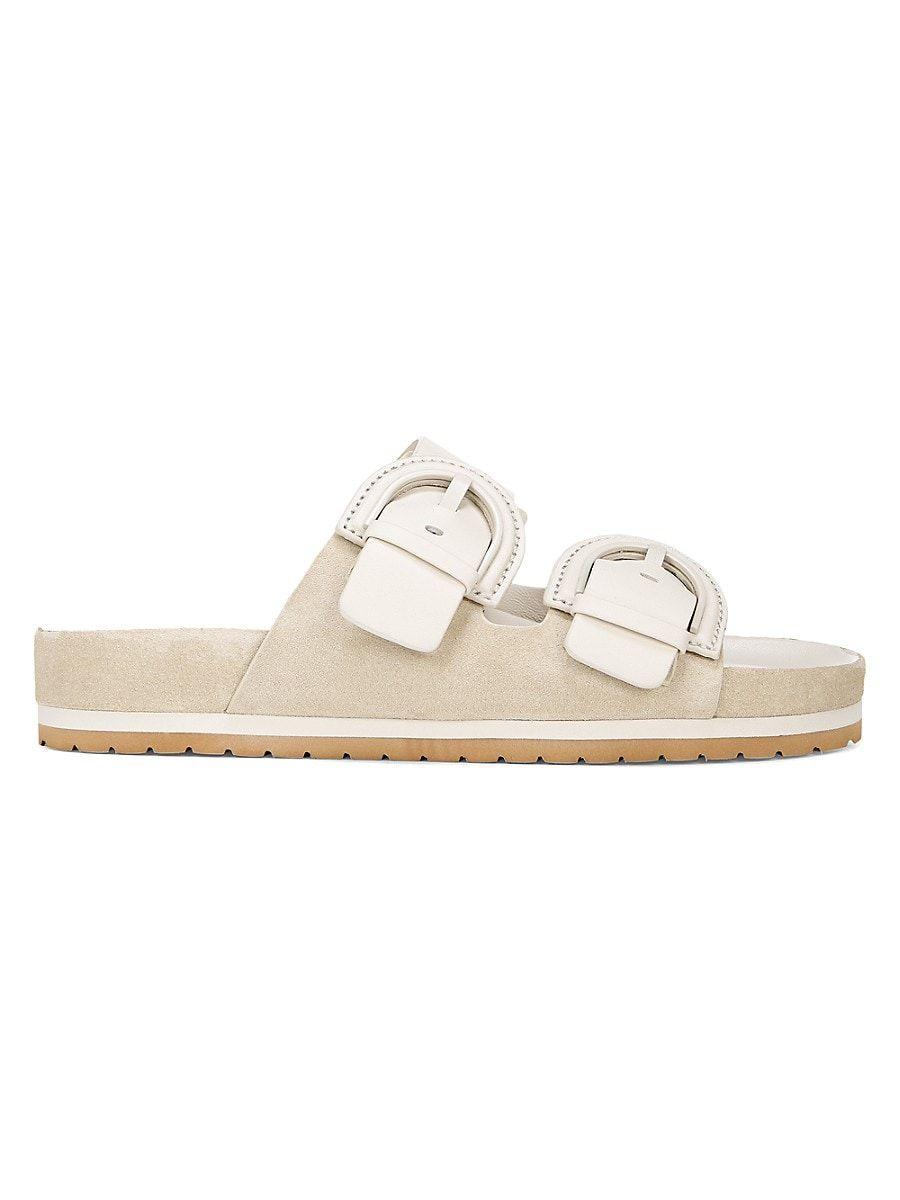 Vince Glyn Leather Suede Slide Sandals in White Lyst