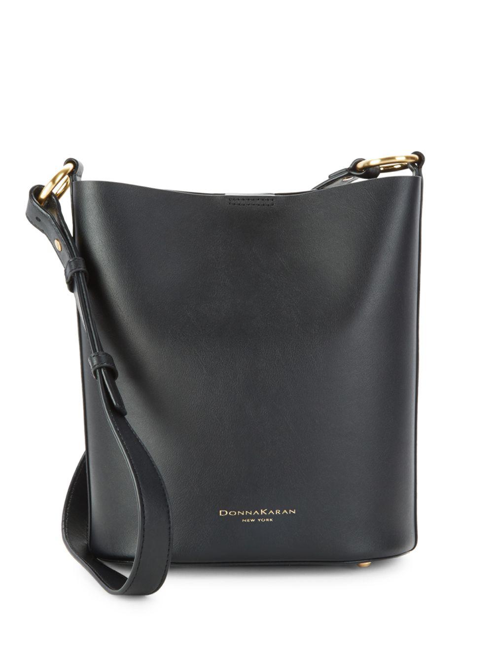 Donna Karan Leather Bucket Bag in Black | Lyst