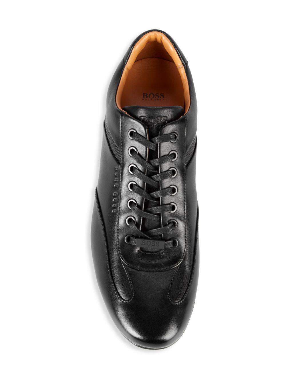 BOSS by HUGO BOSS Racing Low Leather Sneakers in Black for Men | Lyst