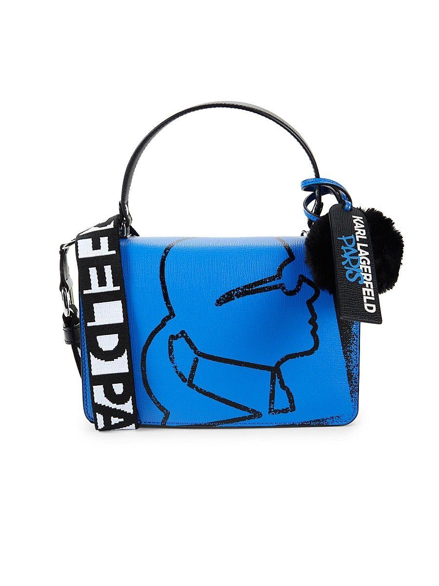 Karl Lagerfeld Simone Logo Leather Top Handle Bag in Blue | Lyst