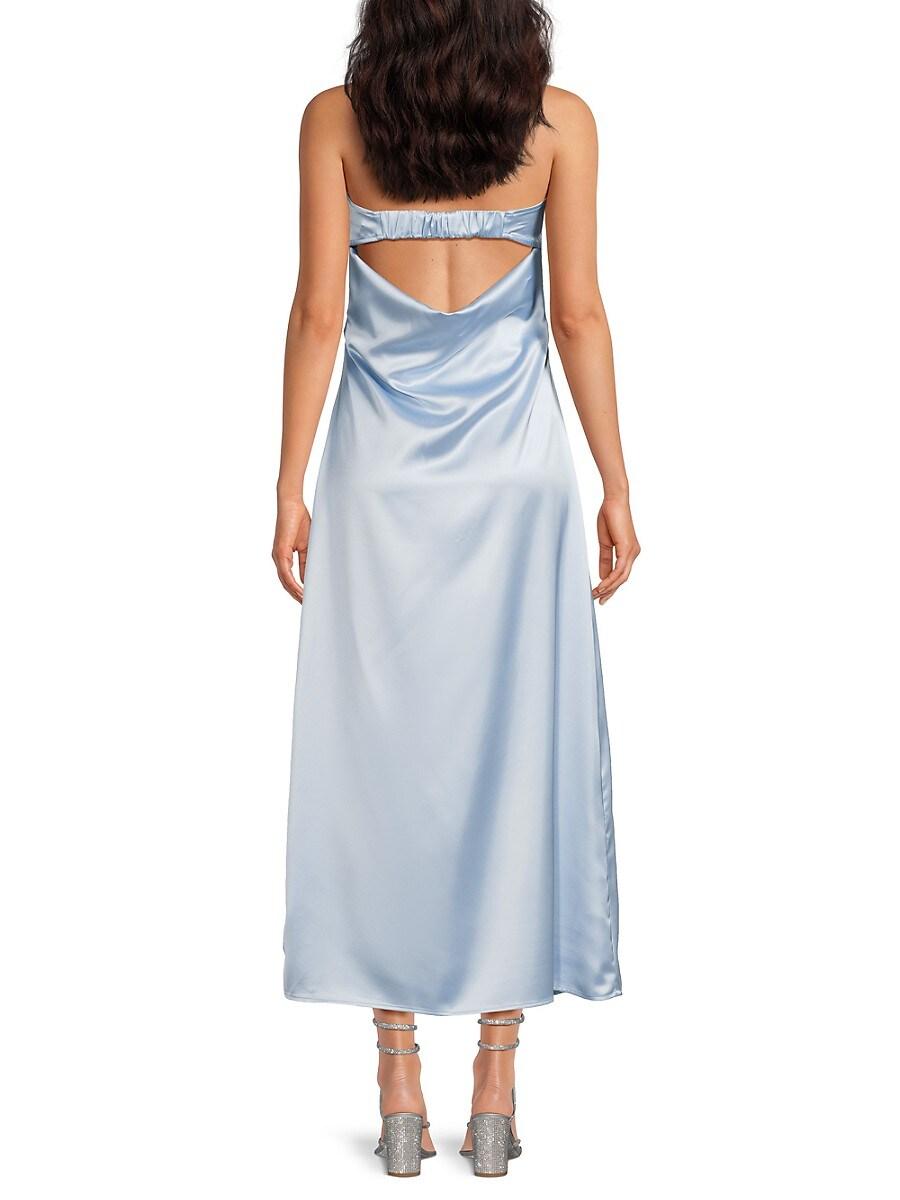 Vero Moda Satin Bandeau Midi Dress in Blue | Lyst